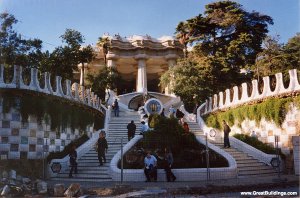 Casa Mila,  Barcelona, Spain, 1905 to 1910 Park Guell,  at Montana Pelada, Barcelona, Spain, 1900 to 1914. Image courtesy  http://www.greatbuildings.com/ 